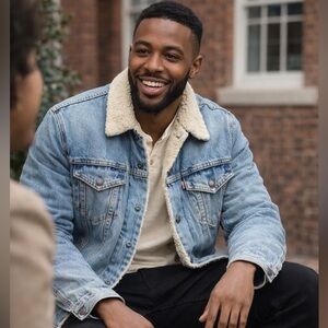 Levi's Light Blue Denim Jacket with Cream Sherpa men’s Large/ women’s XL